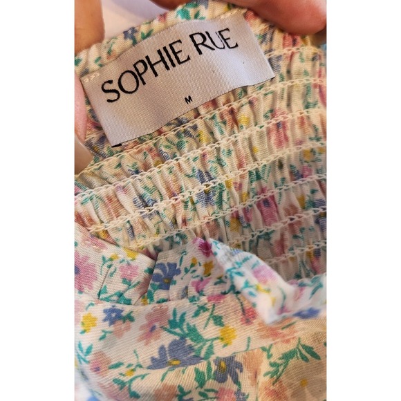 Sophie Rue Blouse Womens M Babydoll‎ Coquette Floral Crop Spring Smocked NWOT - Picture 5 of 9